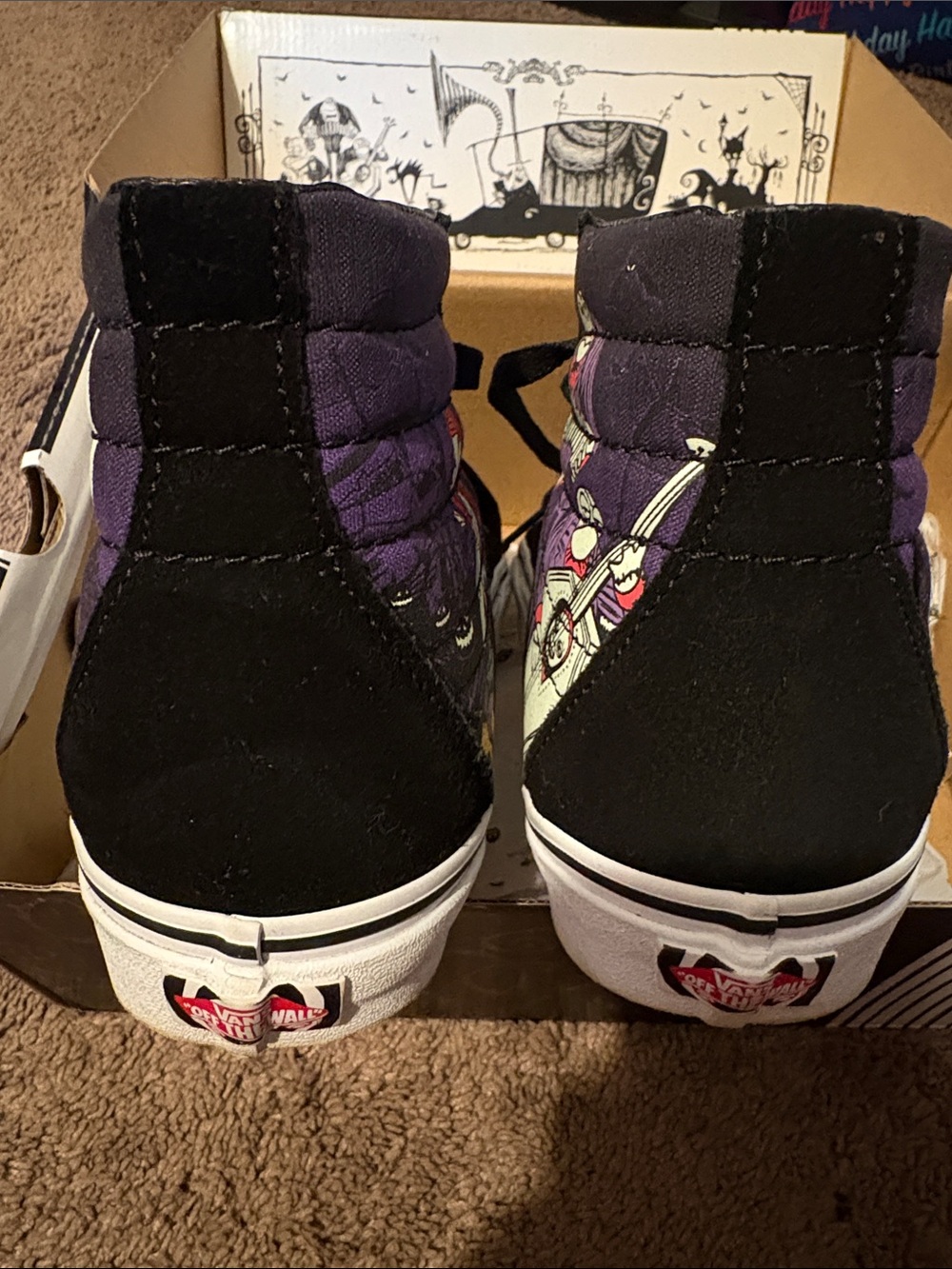 Vans Black & Purple High-Top Skate Sneakers with Halloween Graphic - Picture 5 of 6